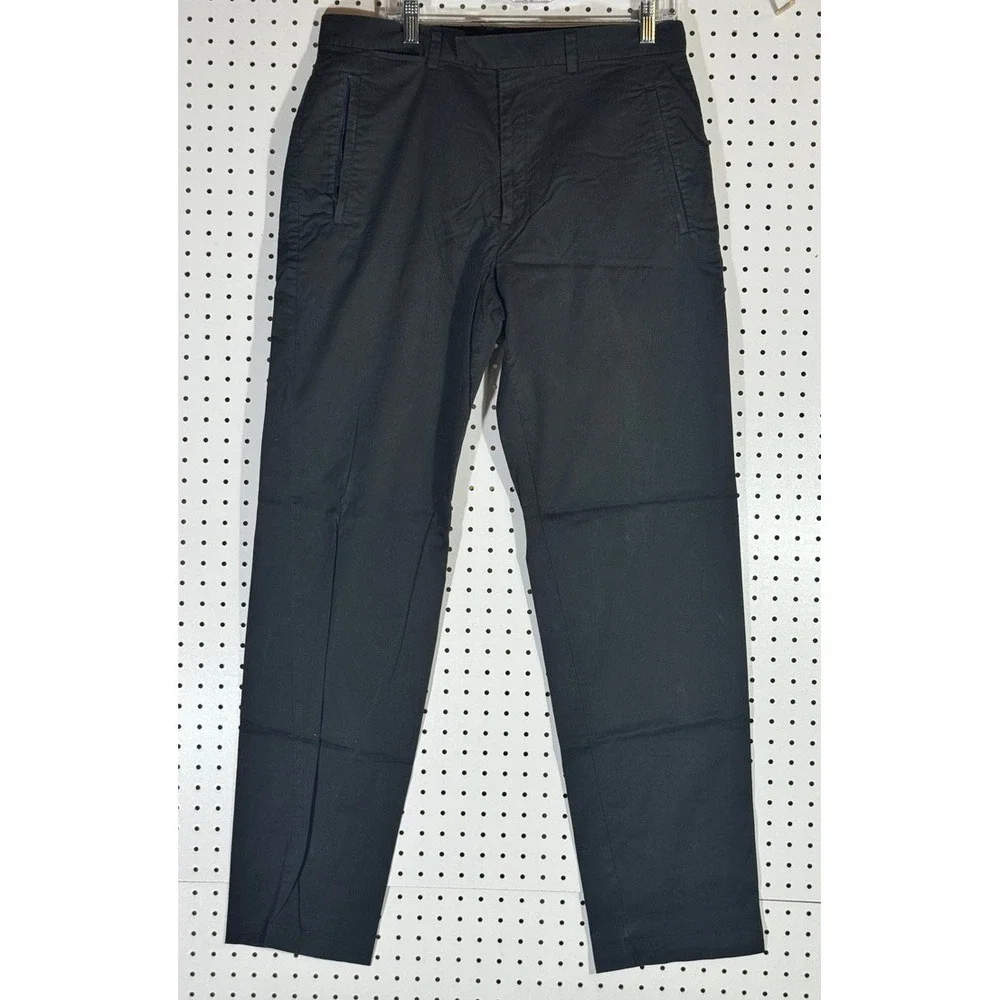 Haggar Freedom Khaki Mens 36x32 Navy Blue Plain Front Cotton Stain Resistant New